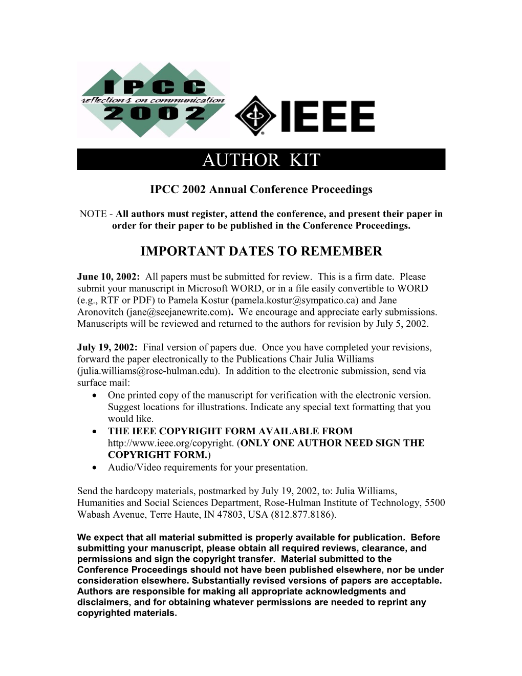 IPCC 2002 Annual Conference Proceedings