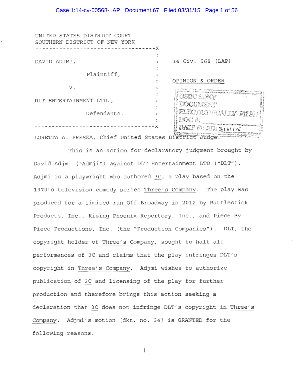 Case 1:14-Cv-00568-LAP Document 67 Filed 03/31/15 Page 1 of 56