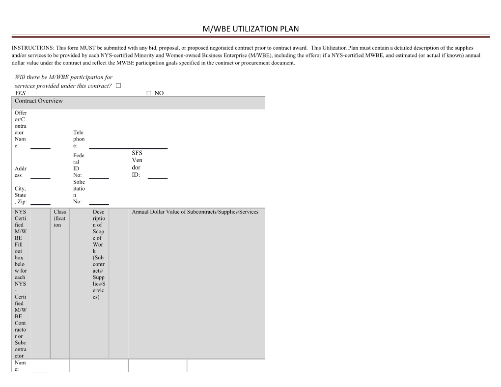 M/Wbe Utilization Plan s1