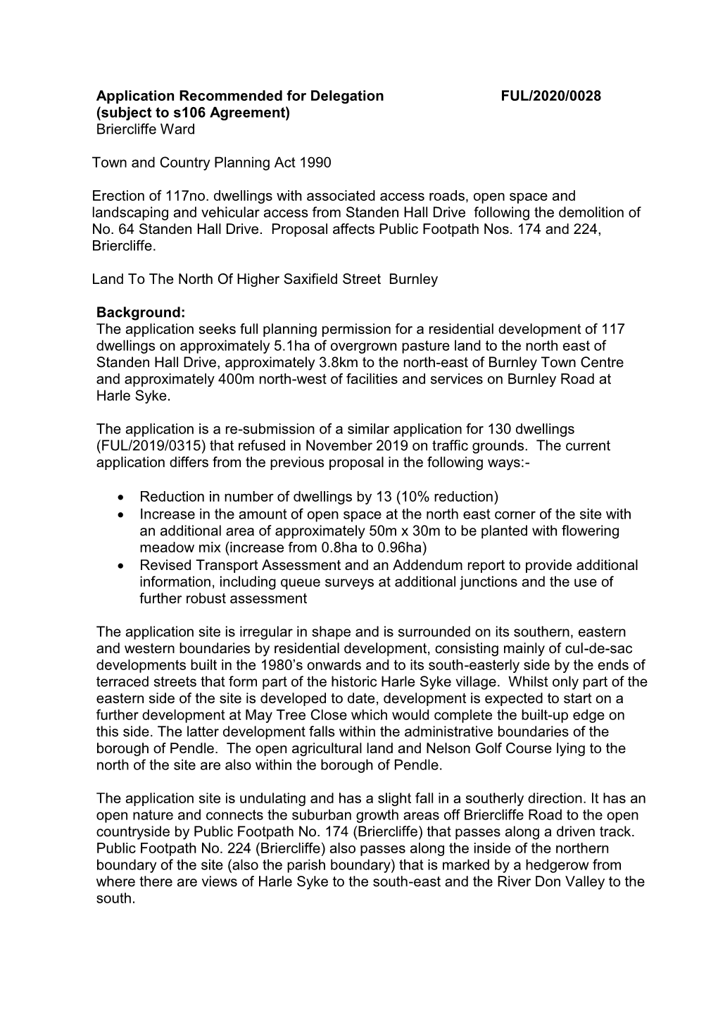 Application Recommended for Delegation (Subject to S106 Agreement) FUL/2020/0028 Briercliffe Ward Town and Country Planning