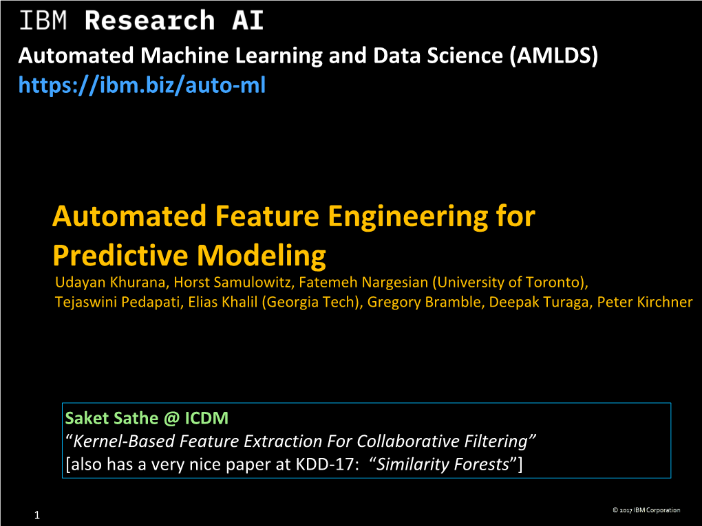 Automated Feature Engineering for Predictive Modeling