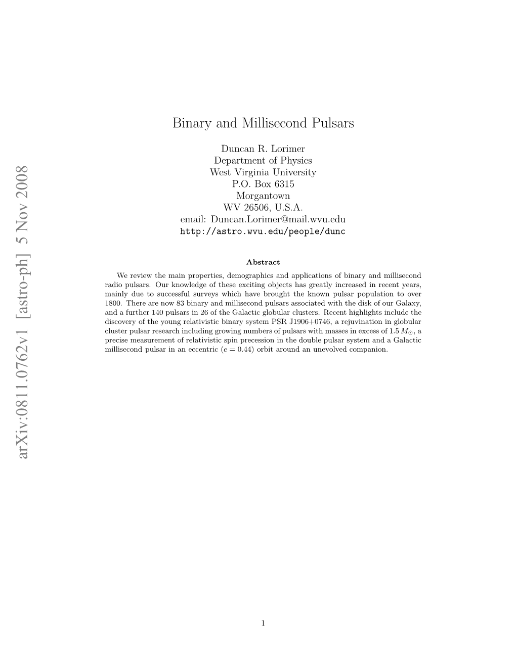 Binary and Millisecond Pulsars Are Included in Appendix A