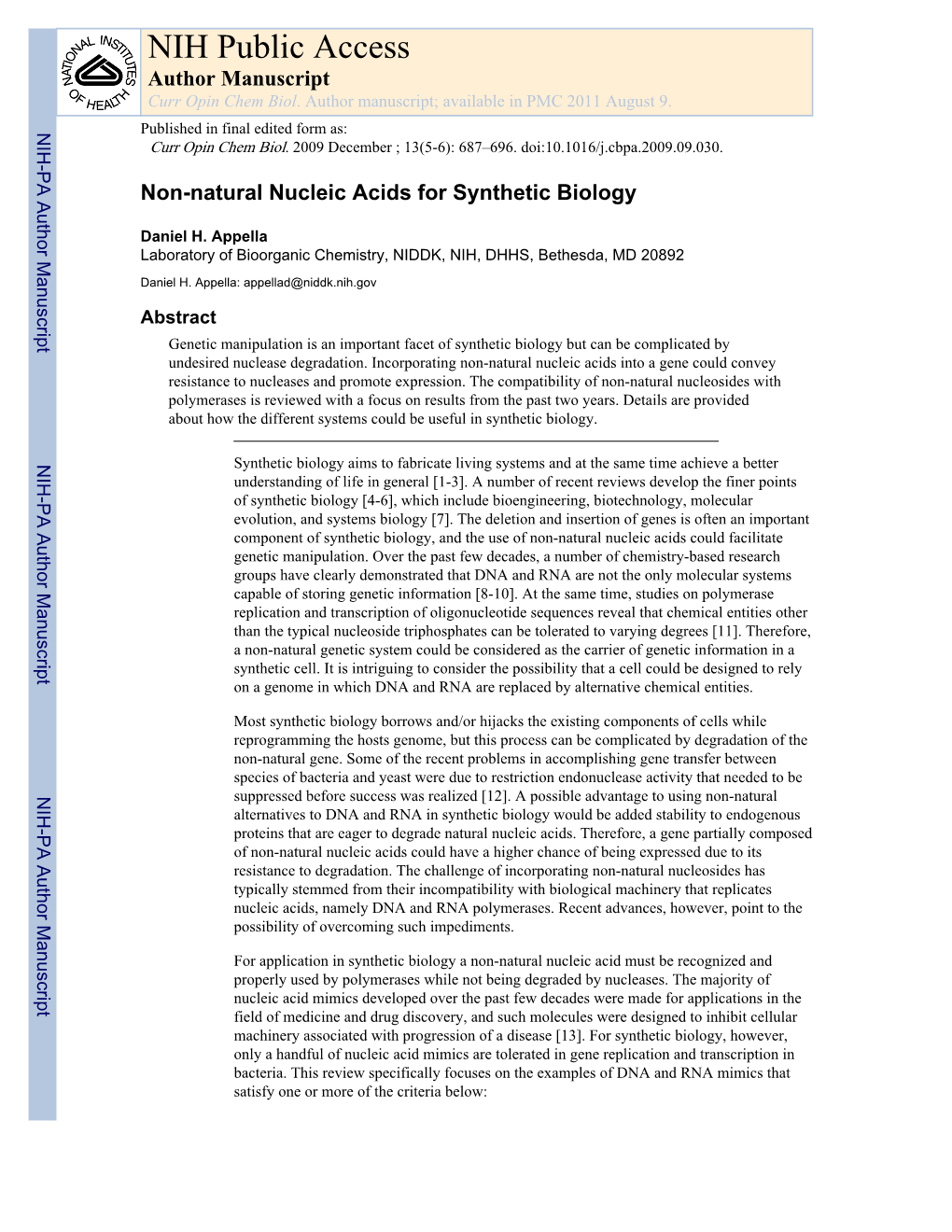 NIH Public Access Author Manuscript Curr Opin Chem Biol