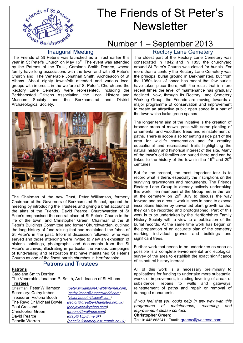 The Friends of St Peter's Newsletter