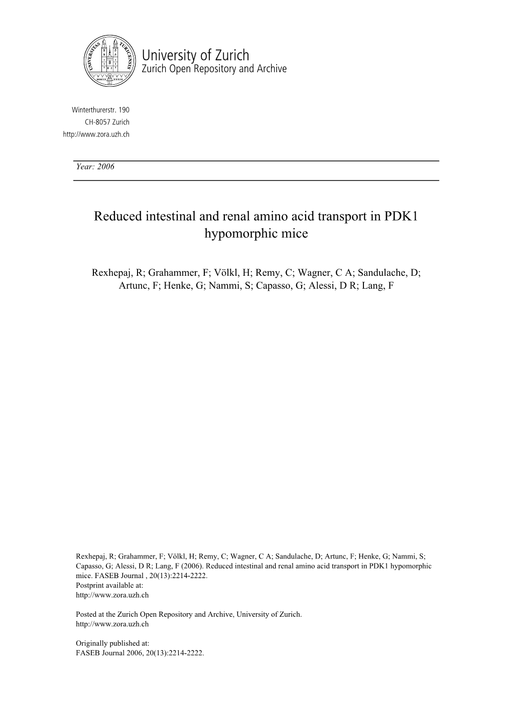 'Reduced Intestinal and Renal Amino Acid Transport in PDK1