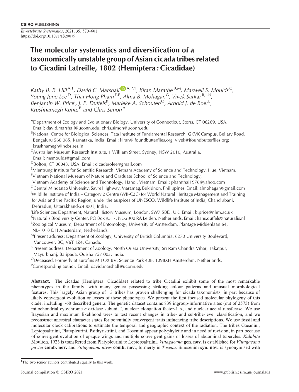 The Molecular Systematics and Diversification of a Taxonomically