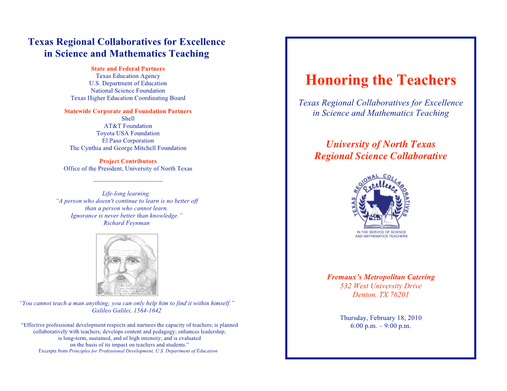 Honoring the Teachers