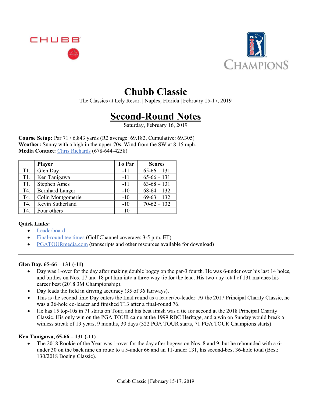 Chubb Classic Second-Round Notes