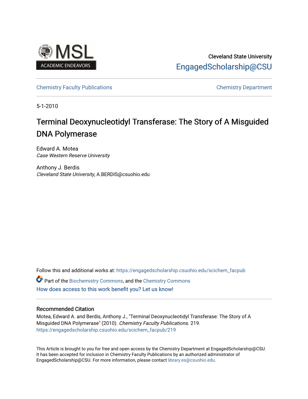 Terminal Deoxynucleotidyl Transferase: the Story of a Misguided DNA Polymerase