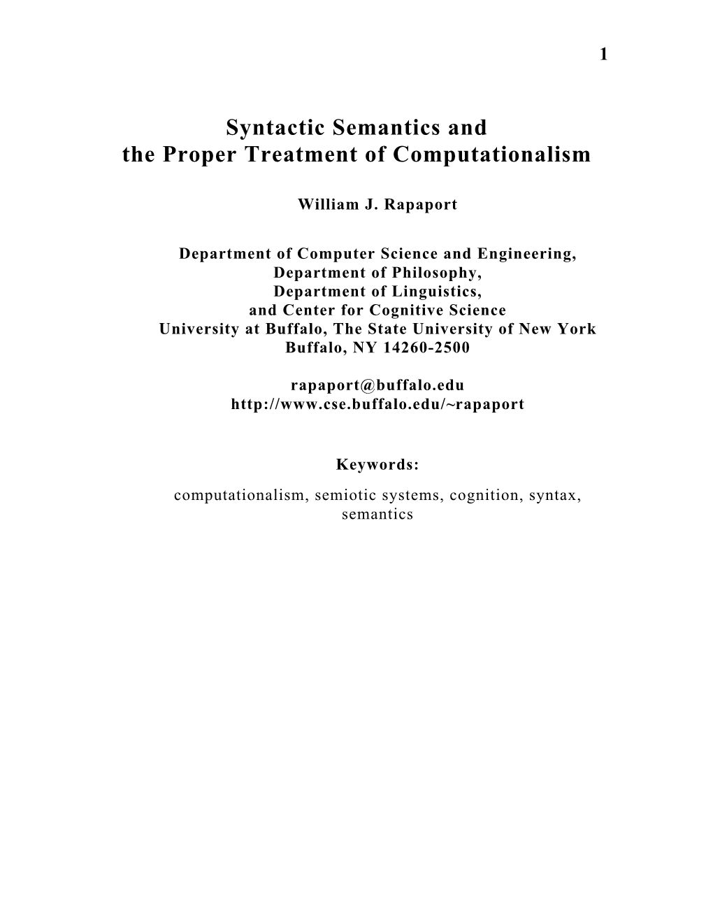 Syntactic Semantics and the Proper Treatment of Computationalism