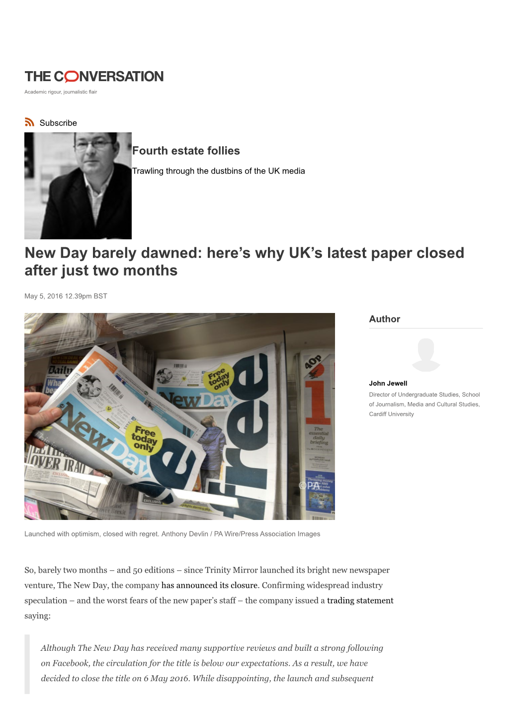 New Day Barely Dawned: Here's Why UK's Latest Paper Closed Afte