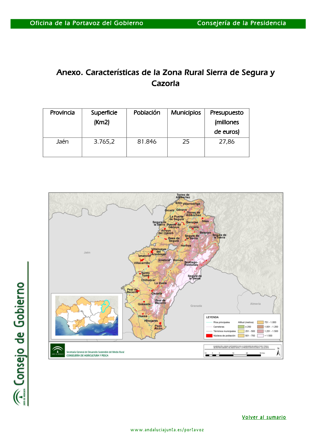 Anexo. Características De La Zona Rural Sierra De Segura Y Cazorla