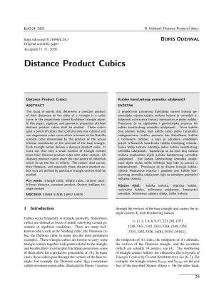 Distance Product Cubics BORIS ODEHNAL Original Scientiﬁc Paper Accepted 13