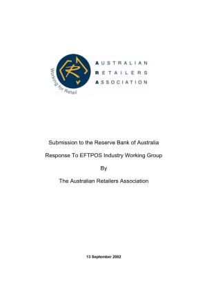 Submission to the Reserve Bank of Australia Response to EFTPOS