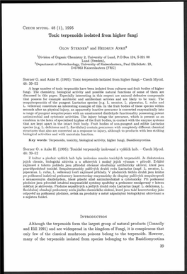 Toxic Terpenoids Isolated from Higher Fungi