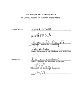 Description and Identification of Larval Fishes in Alaskan