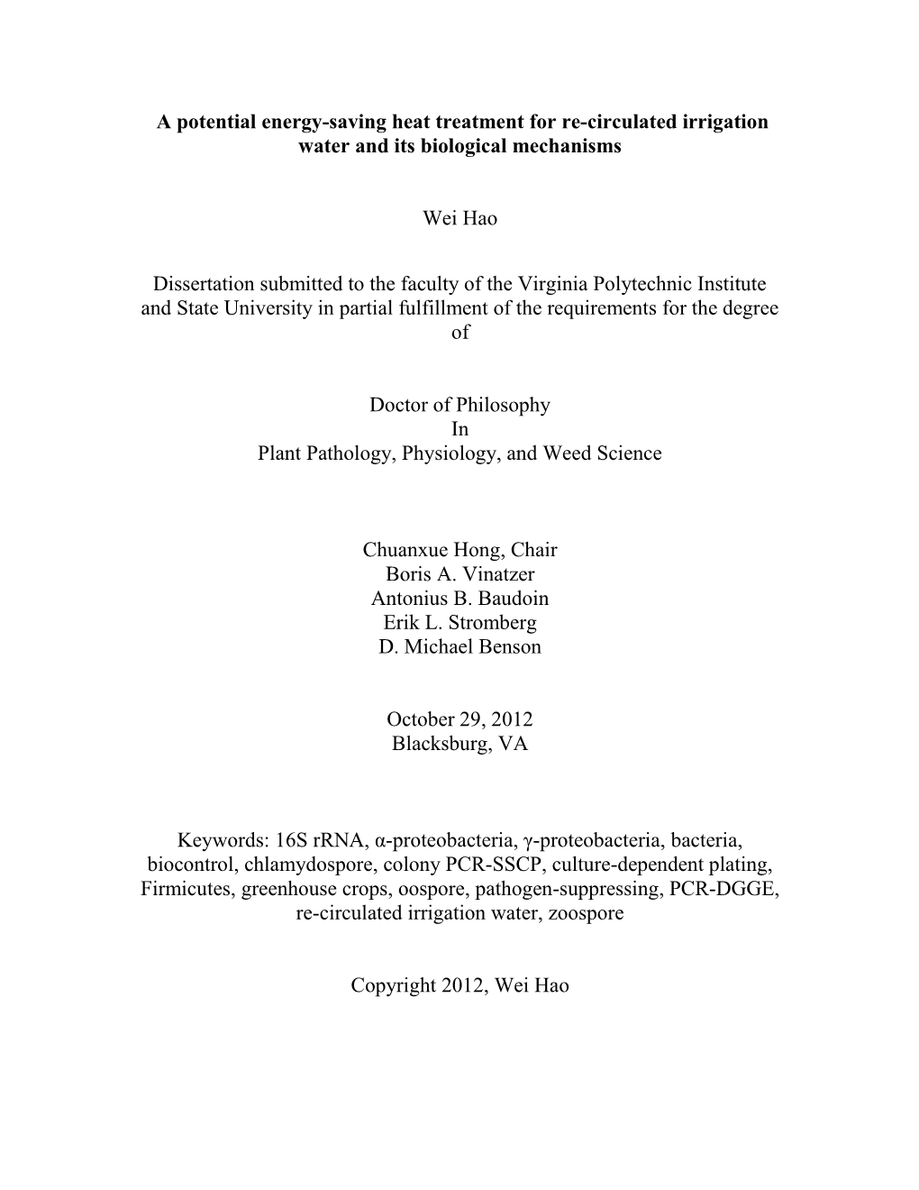 A Potential Energy-Saving Heat Treatment for Re-Circulated Irrigation Water and Its Biological Mechanisms