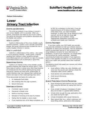 Lower Urinary Tract Infection Schiffert Health Center