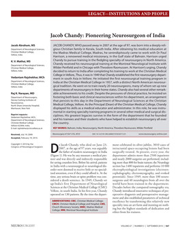Jacob Chandy: Pioneering Neurosurgeon of India