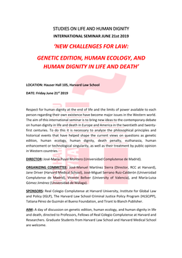 'New Challenges for Law: Genetic Edition, Human