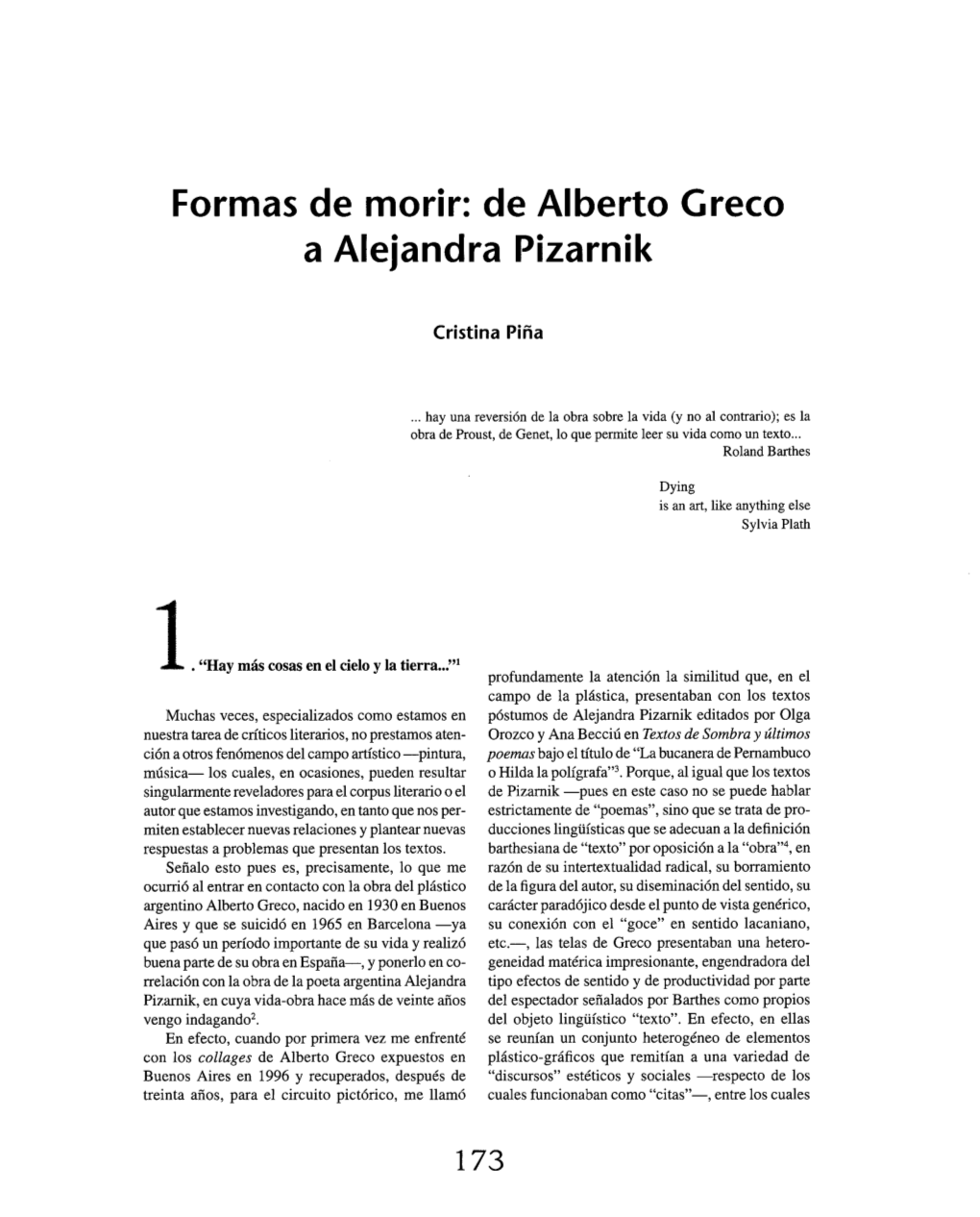 De Alberto Greco a Alejandra Pizarnik