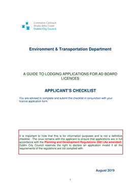 Environment & Transportation Department APPLICANT's
