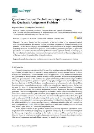 Quantum-Inspired Evolutionary Approach for the Quadratic Assignment Problem