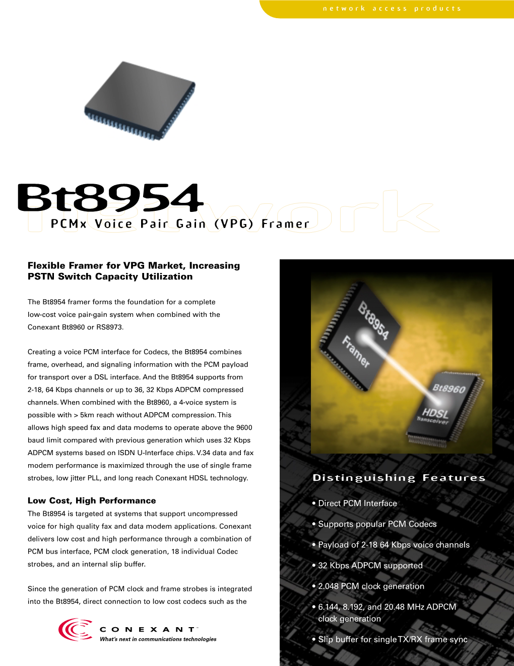 Bt8954 Pcmx Voice Pair Gain (VPG) Framer