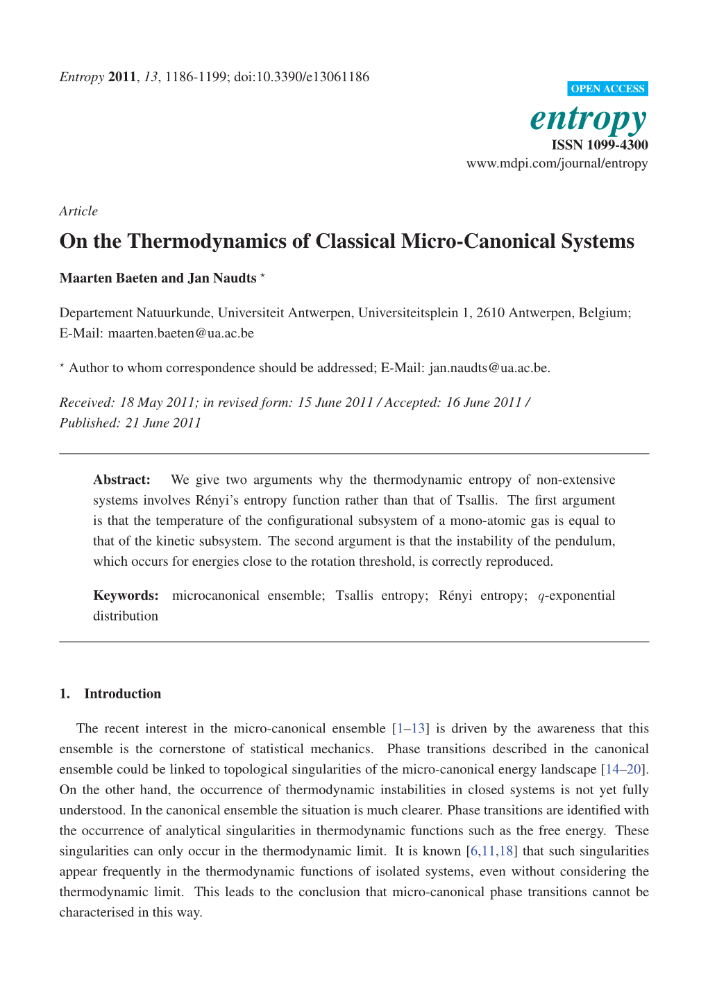 On the Thermodynamics of Classical Micro-Canonical Systems