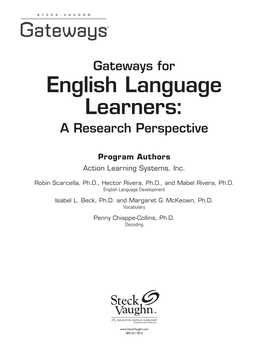 English Language Learners: a Research Perspective