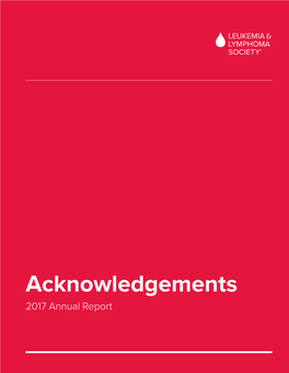 Acknowledgements 2017 Annual Report