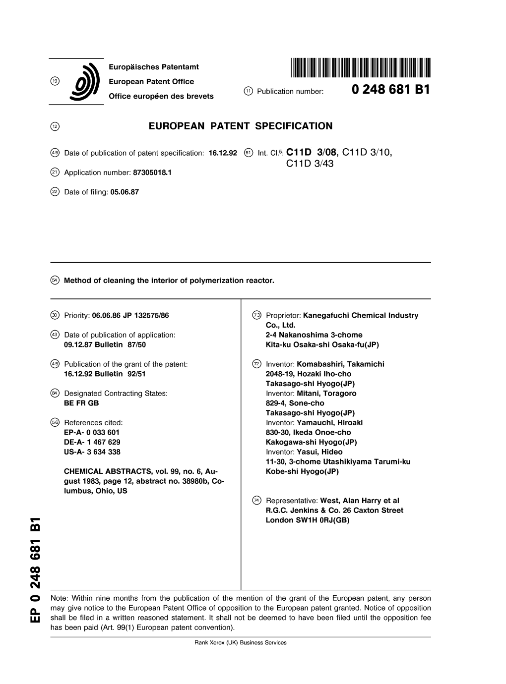 Method of Cleaning the Interior of Polymerization Reactor