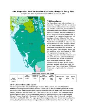 Lake Regions of the Charlotte Harbor Estuary Program Study Area Excerpted from "Lake Regions of Florida", Griffith Et Al, U.S