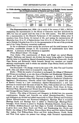 THE REPRESENTATION ACT, 1924 9.—Table Showing Application