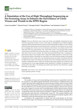 A Simulation of the Use of High Throughput Sequencing As Pre-Screening Assay to Enhance the Surveillance of Citrus Viruses and Viroids in the EPPO Region