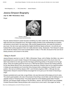Jessica Simpson Biography - Life, Family, Name, Story, Wife, School, Young, Old, Information, Born, Movie, Husband
