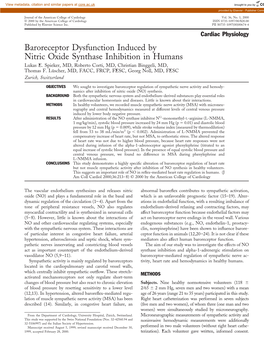 Baroreceptor Dysfunction Induced by Nitric Oxide Synthase Inhibition in Humans Lukas E