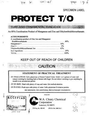 U.S. EPA, Pesticide Product Label, PROTECT T/O WSB TURF AND
