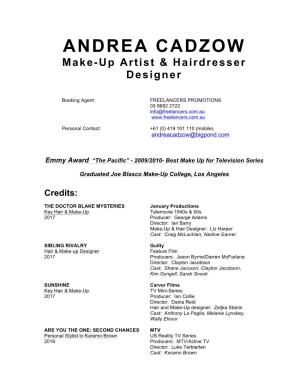ANDREA CADZOW Make-Up Artist & Hairdresser Designer