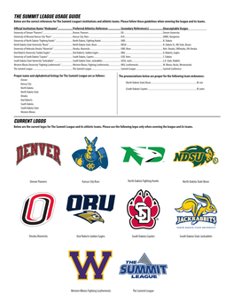 Summit League Style and Logo Guide.Indd