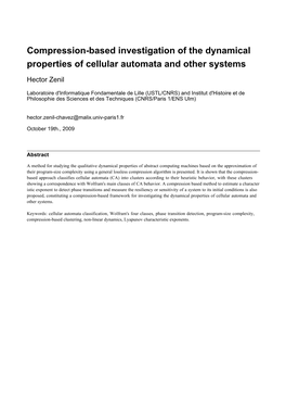 Compression-Based Investigation of the Dynamical Properties of Cellular Automata and Other Systems