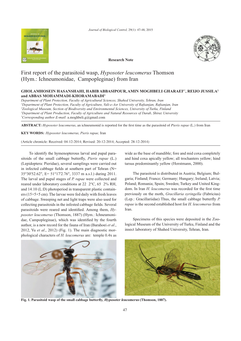 Hym.: Ichneumonidae, Campopleginae) from Iran