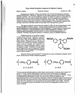 Water Soluble Phosphine Complexes for Biphasic Catalysis