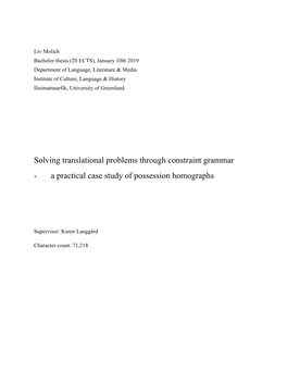 Solving Translational Problems Through Constraint Grammar - a Practical Case Study of Possession Homographs