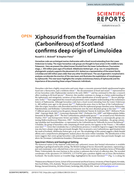 Carboniferous) of Scotland Confrms Deep Origin of Limuloidea Russell D