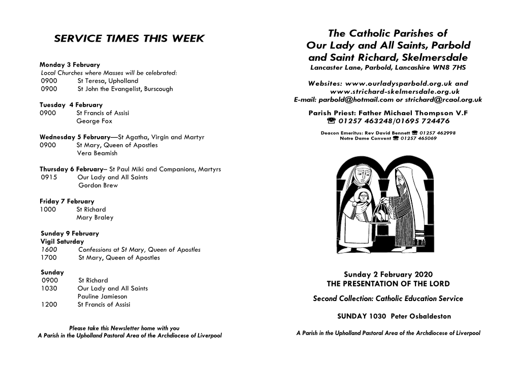 SERVICE TIMES THIS WEEK the Catholic