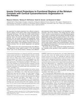 Insular Cortical Projections to Functional Regions of the Striatum Correlate with Cortical Cytoarchitectonic Organization in the Primate