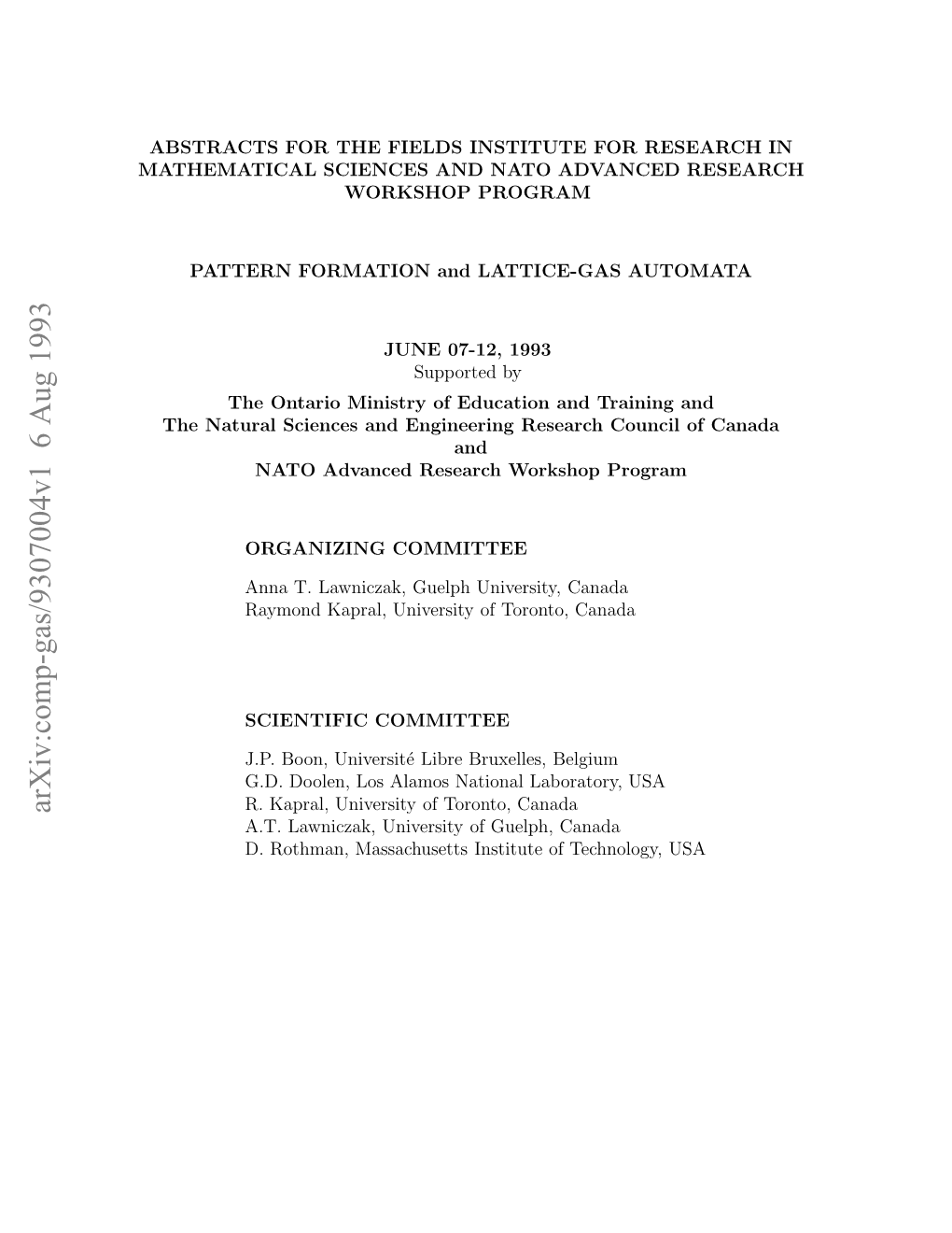 Arxiv:Comp-Gas/9307004V1 6 Aug 1993