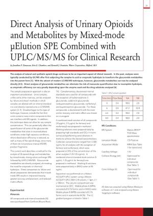 Direct Analysis of Urinary Opioids and Metabolites by Mixed-Mode Μelution SPE Combined with UPLC/MS/MS for Clinical Research by Jonathan P