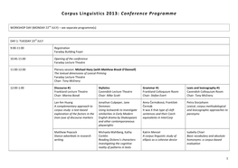 Corpus Linguistics 2013: Conference Programme